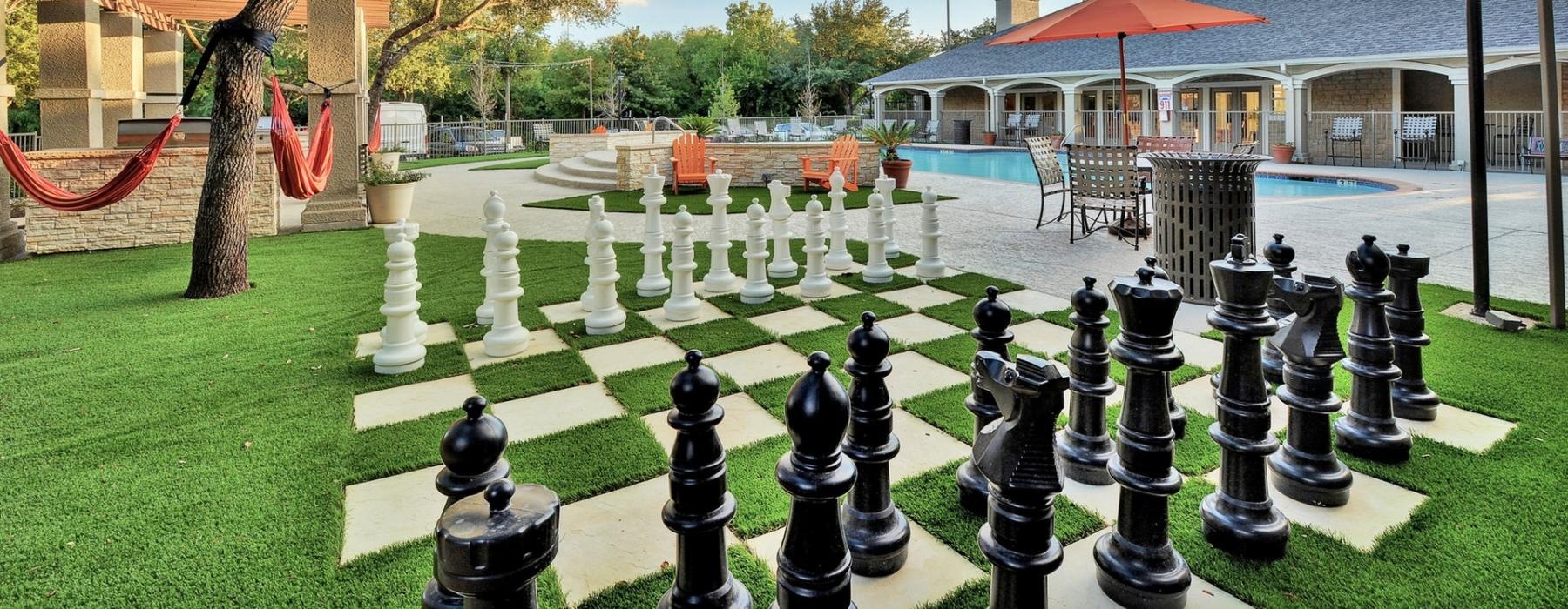 a chess board in a park
